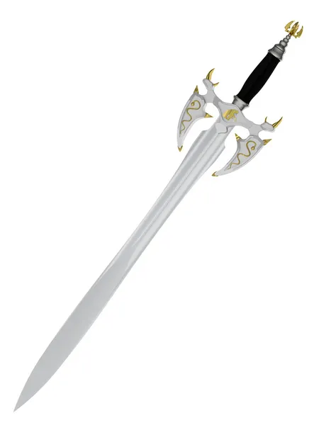 Древний сбитый меч на белом фоне — стоковое фото
