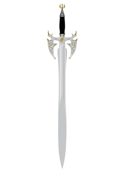 Древний сбитый меч на белом фоне — стоковое фото