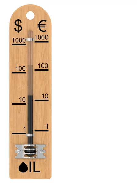 Oljepriset faller representerade som en termometer (diagonalt) — Stockfoto