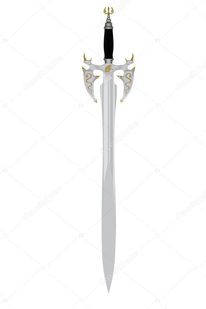 Ancient matted sword isolated on white background
