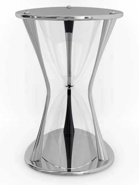 stock image Empty metalic hourglass isolated on white background