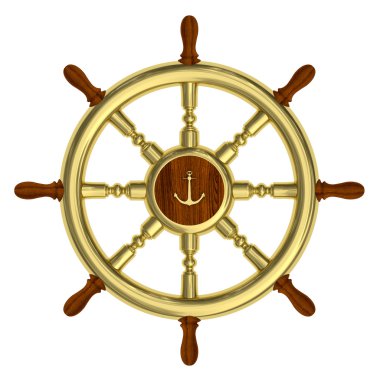 Golden nautical wheel isolated clipart