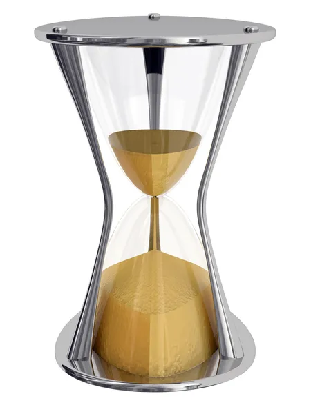 Футуристичний Металевий Прямокутний Пісочний Годинник Ізольований Білому Тлі — стокове фото