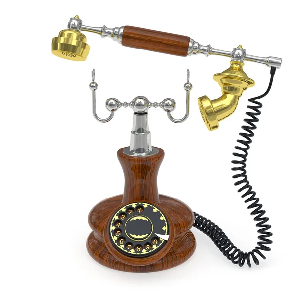 Old Style Telephone Lifted Receiver Rendered Soft Shadows White Background — Stock Photo, Image