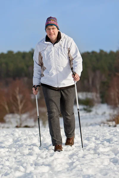 Nordic Walking in the snow — Stock Photo, Image