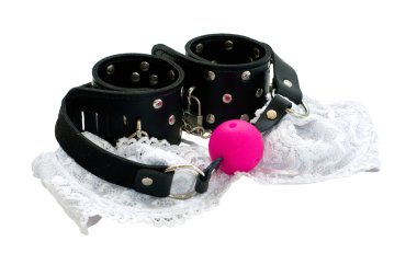Ball-gag and leather handcuffs clipart