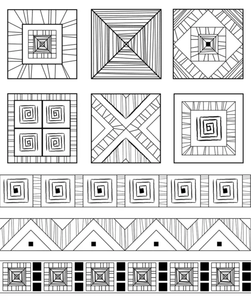 stock vector Ethnic ornament monochrome set