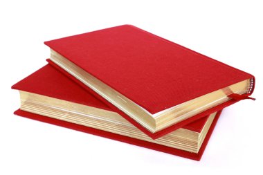 iki kırmızı kitap üzerinde beyaz izole