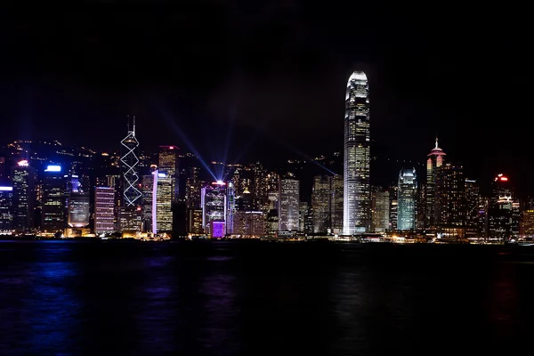Hongkong sky line da baía de Victoria Imagens De Bancos De Imagens