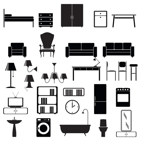 stock vector Furniture end lighting icons set