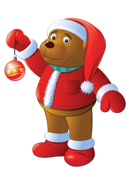 Bear-cub is in the suit of Santa — Stock Vector