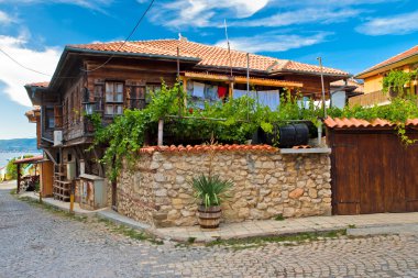 The view of typical house in Nesebr, Bulgaria clipart