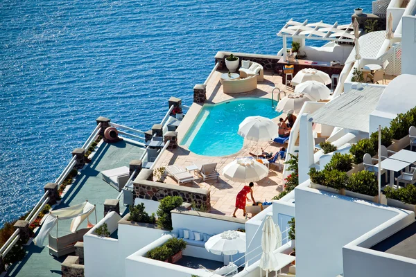 O hotel em Santorini — Fotografia de Stock