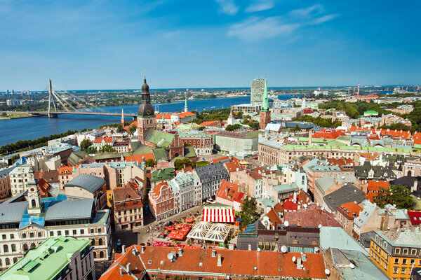 The panoramic view of city Riga, Latvia