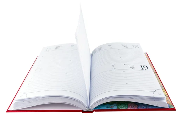 Opened red diary book — Stock Photo, Image