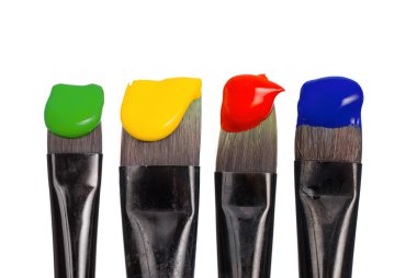 Isolated paintbrushes with paint clipart