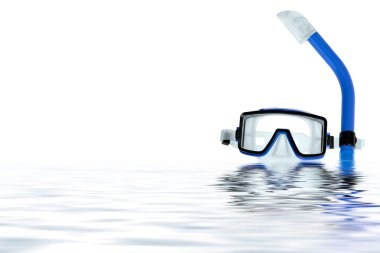 Diving goggles with reflection on the water clipart