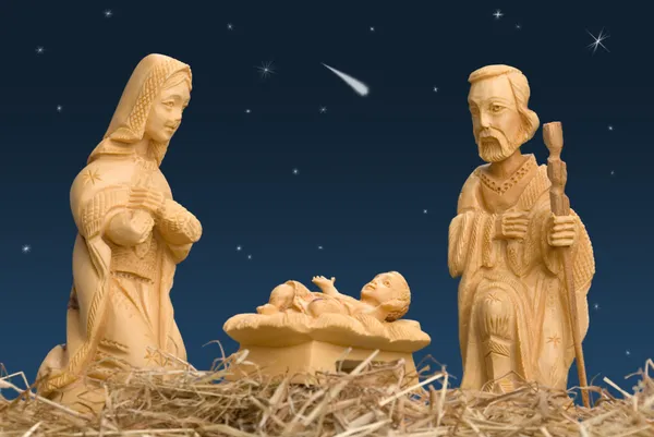 Рождественская сцена со звездой Вифлеема — стоковое фото