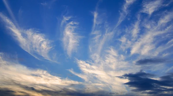 Abendwolken am tiefblauen Himmel — Stockfoto