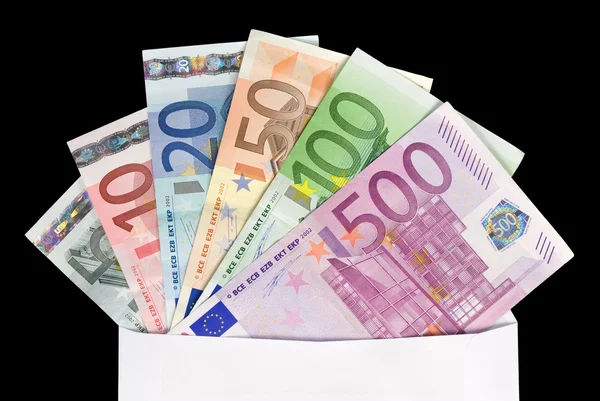 Kuvertet med eurosedlar — Stockfoto