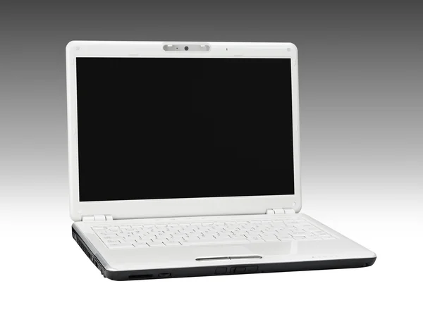 Weißer Laptop auf grauem Hintergrund — Stockfoto