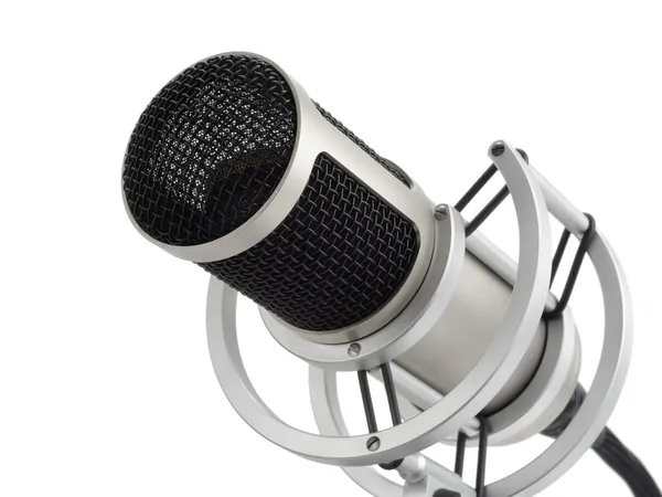 Profesjonalny mikrofon na białym tle — Zdjęcie stockowe