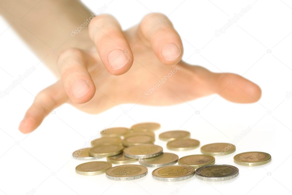 Hand reaching for money