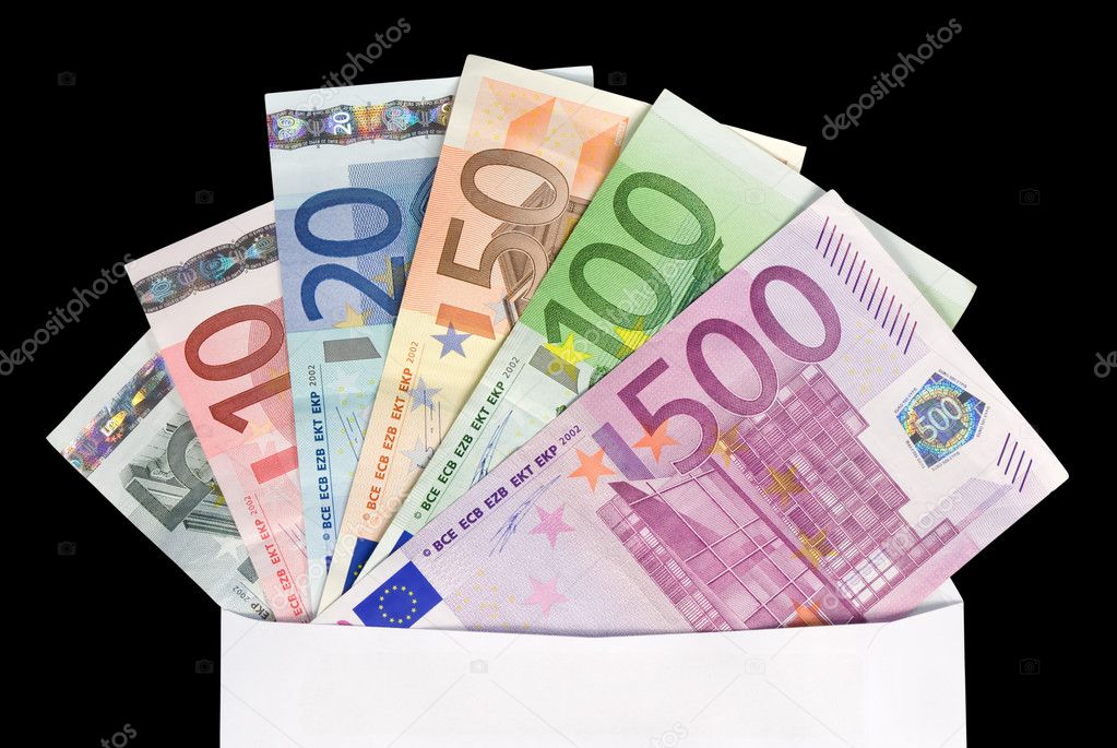 Envelope with Euro notes