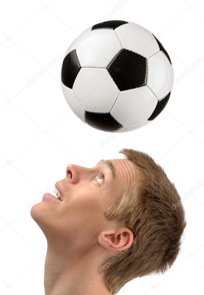 Soccer player demonstrating headers