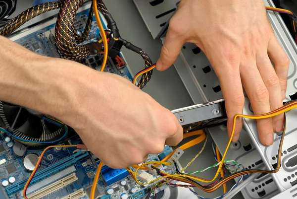 Inserting a hard drive — Stock Photo, Image