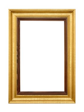 Elegant gold picture frame on white clipart