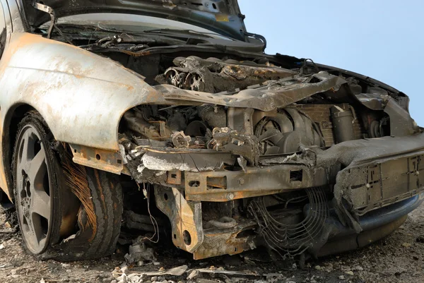 stock image Burnt down car