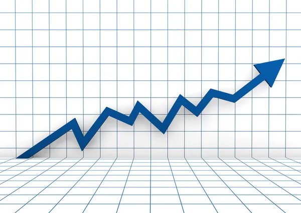 3d graph wall arrow blue high — Stock Photo, Image