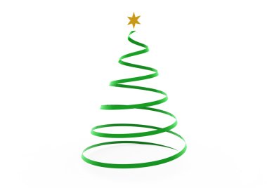 3d christmas tree green gold star clipart