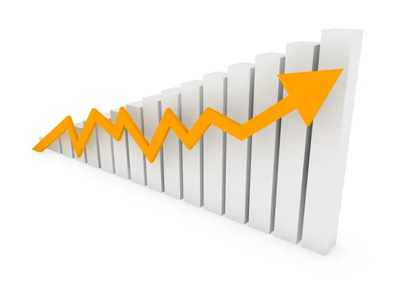3d graph arrow orange gold high — Stock Photo, Image