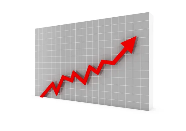 Flecha de pared gráfico 3d rojo alto —  Fotos de Stock