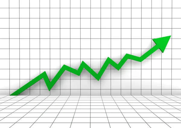 3d graph wall arrow green high — Stock Photo, Image