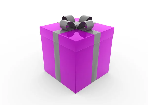 3d púrpura rosa caja de regalo blanca — Foto de Stock