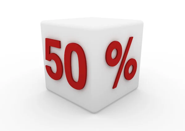 3D куб красный белый продажу 50 — стоковое фото