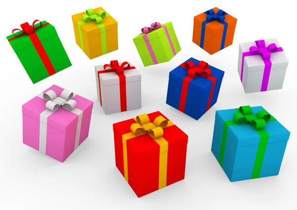 3d caja de regalo colorido — Foto de Stock