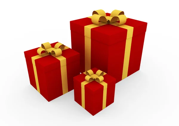 3d boîte cadeau blanc en or rouge — Photo