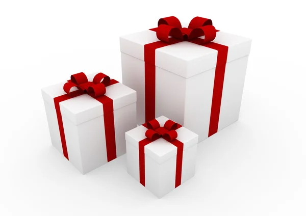 3d rojo blanco caja de regalo —  Fotos de Stock