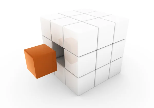 3D помаранчевий білий діловий куб — стокове фото