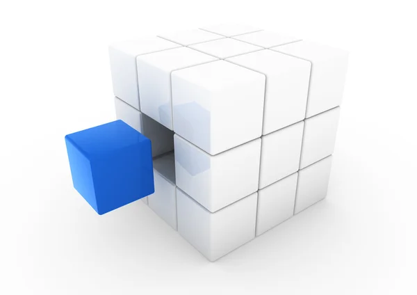 3d azul branco cubo de negócios — Fotografia de Stock