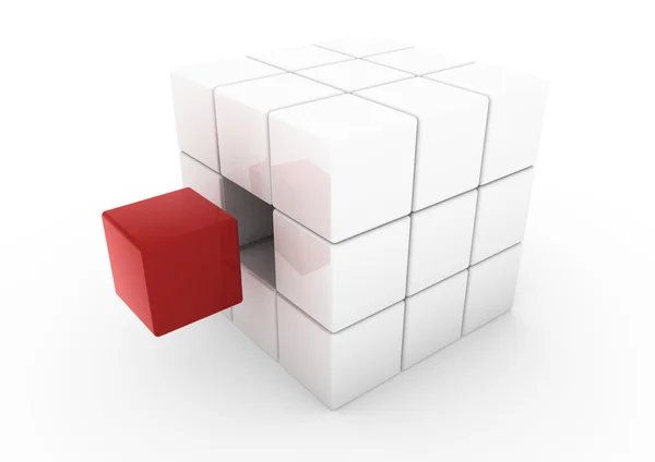 3D röd business-kub — Stockfoto
