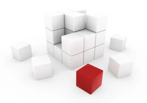 3d red business cube — Stock Photo, Image