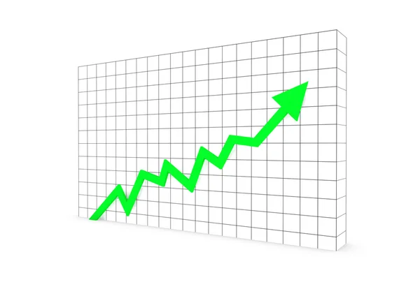 3d gráfico parede seta verde alta — Fotografia de Stock