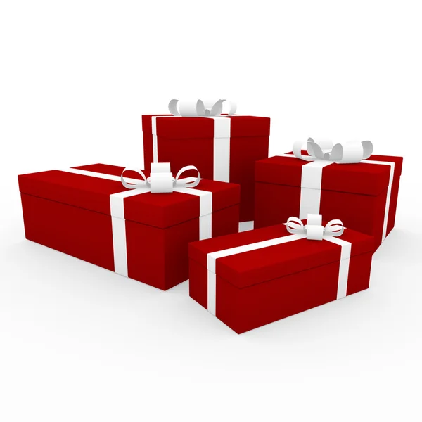 3d caixa de presente branco vermelho — Fotografia de Stock