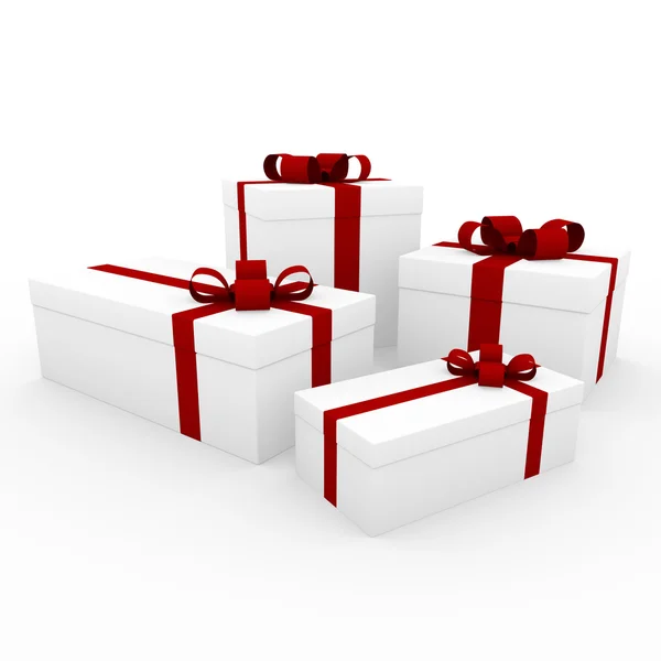 3D kırmızı beyaz hediye kutusu — Stok fotoğraf