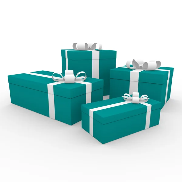 3D πράσινο τυρκουάζ λευκό κιβώτιο δώρων — Φωτογραφία Αρχείου